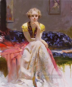 Original 2 lady painter Pino Daeni Oil Paintings